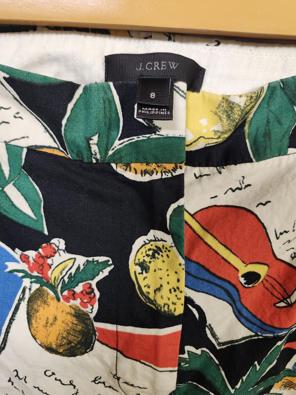 J. Crew Women's Multicolor Tropical Print Skirt - Black/Green/Red/Yellow/Blue